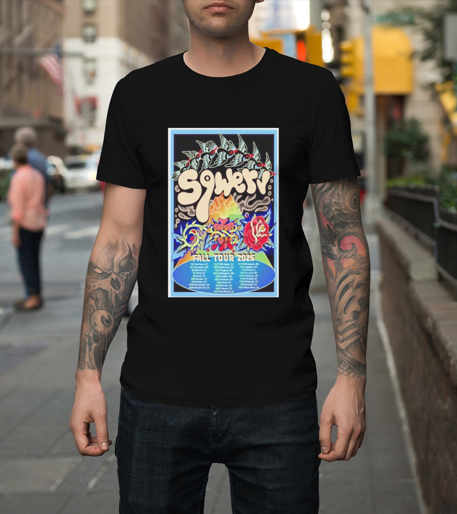 Squeaky Fall Tour 2026 Psychedelic With Rose And Leaf T-Shirt