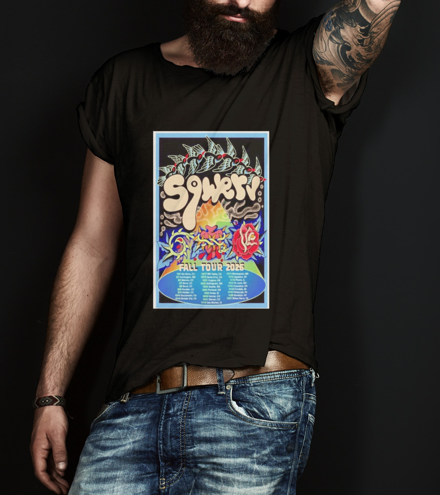 Squeaky Fall Tour 2026 Psychedelic With Rose And Leaf T-Shirt