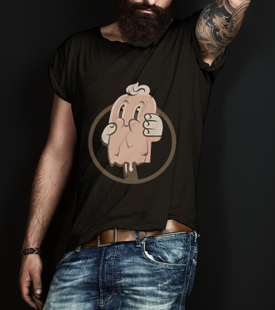 Melting Popsicle Cartoon Character With Circle T-Shirt