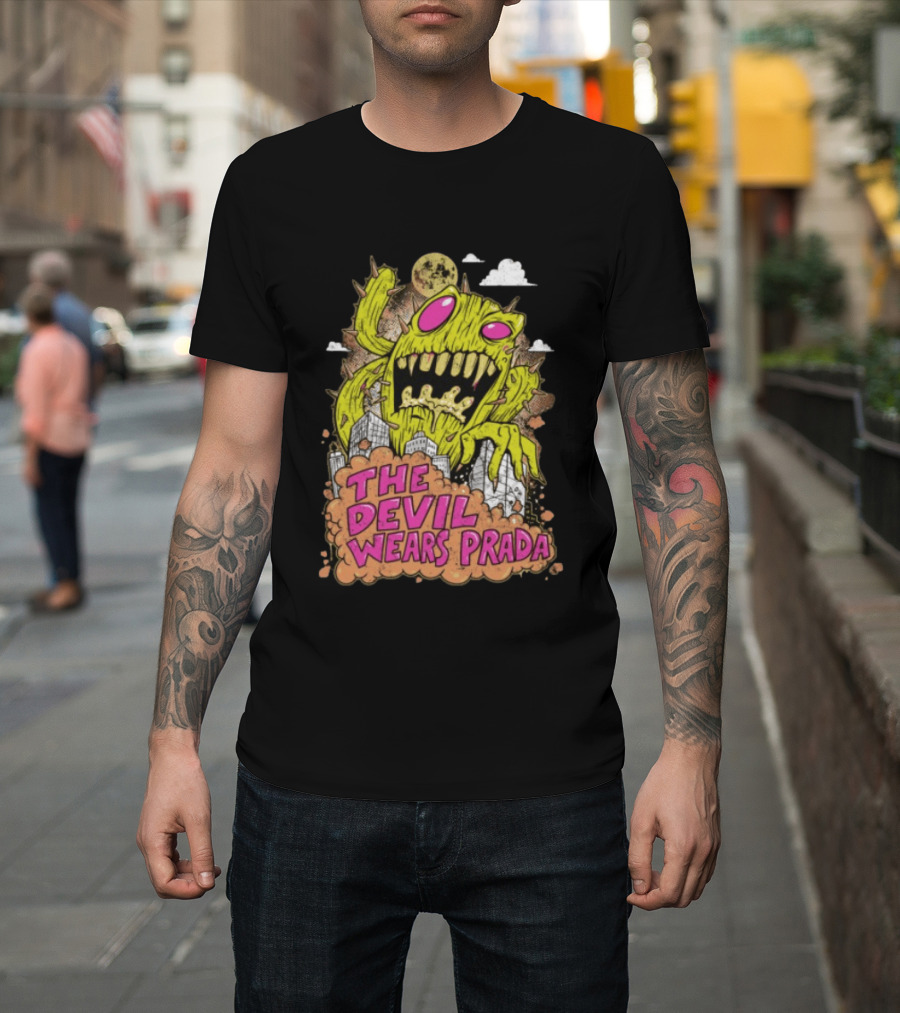 The Devil Wears Prada Cactuszilla Monster In Cityscape T-Shirt