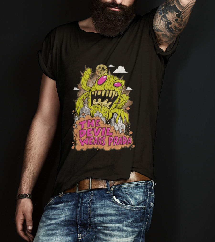 The Devil Wears Prada Cactuszilla Monster In Cityscape T-Shirt