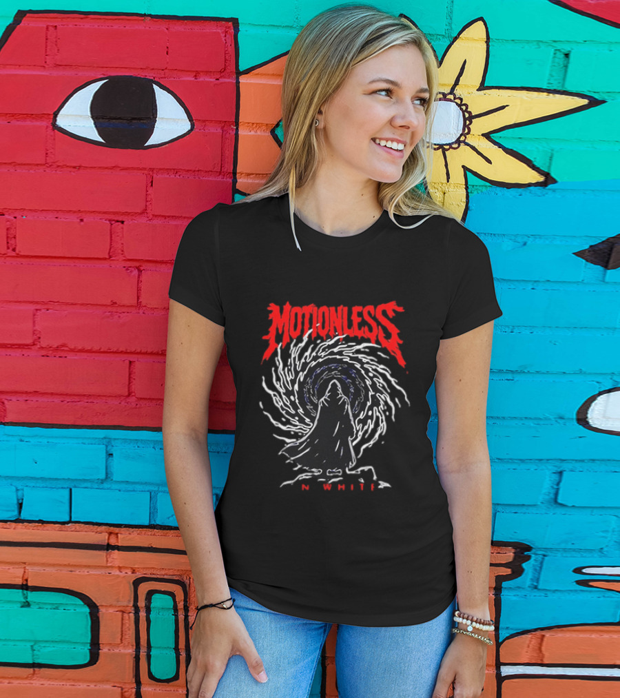 Motionless In White MIW The Sweat And Blood Tour 2026 Be Not Afraid Of The Dark Cloaked Figure Spiral T-Shirt