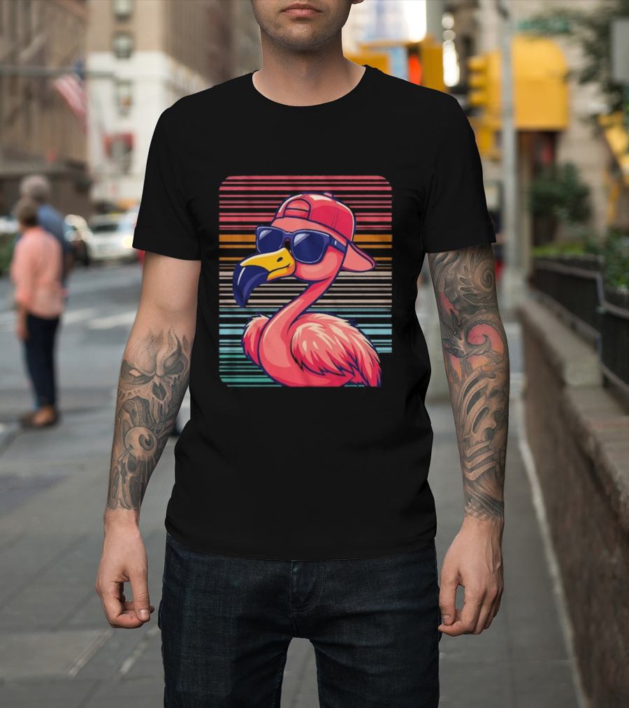 Flamingo Cool Vibes Sunglasses And Cap T-Shirt