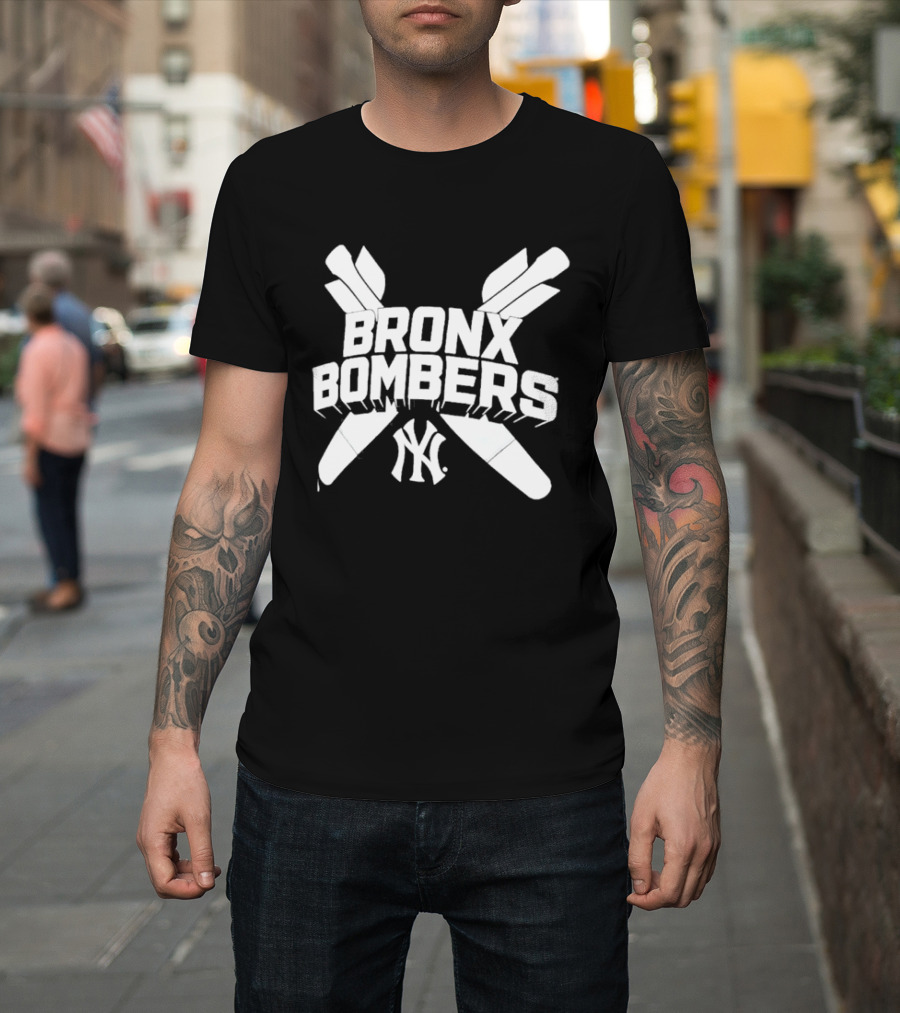 New York Yankees Bronx Bombers NY Logo With Baseball Bats T-Shirt