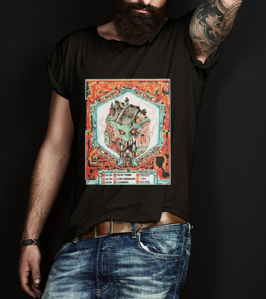 Pop Crypt Crypto Graphic Cube PC Music Brain Dead 2026 Tour New York Los Angeles London T-Shirt