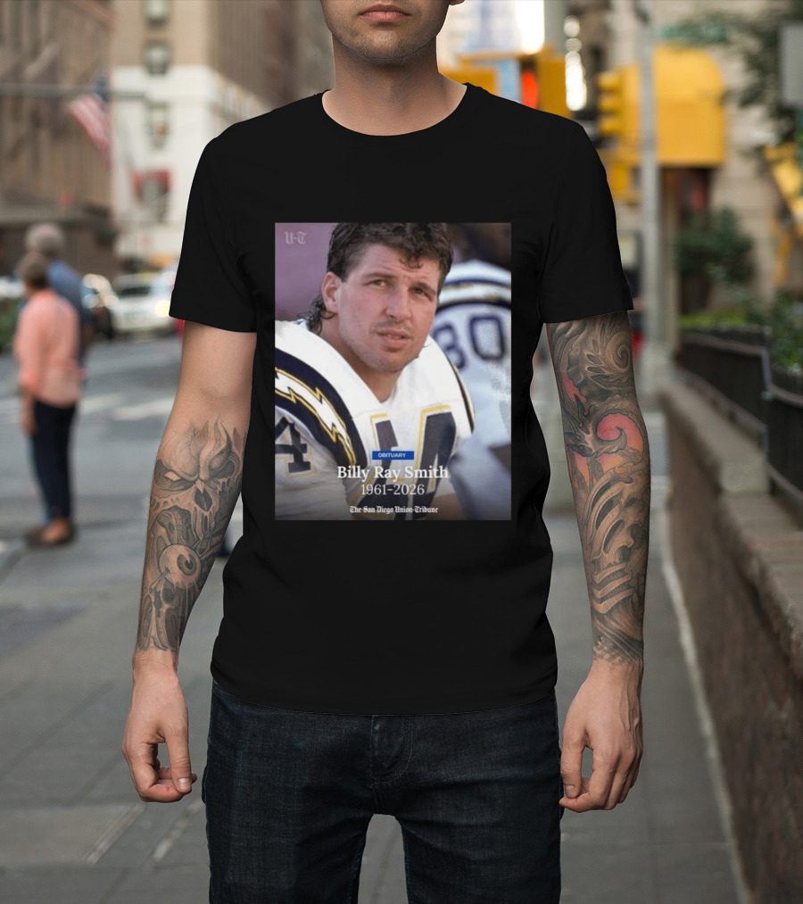 Billy Ray Smith 1961 2026 San Diego Chargers Obituary Tribute San Diego Union Tribune T-Shirt