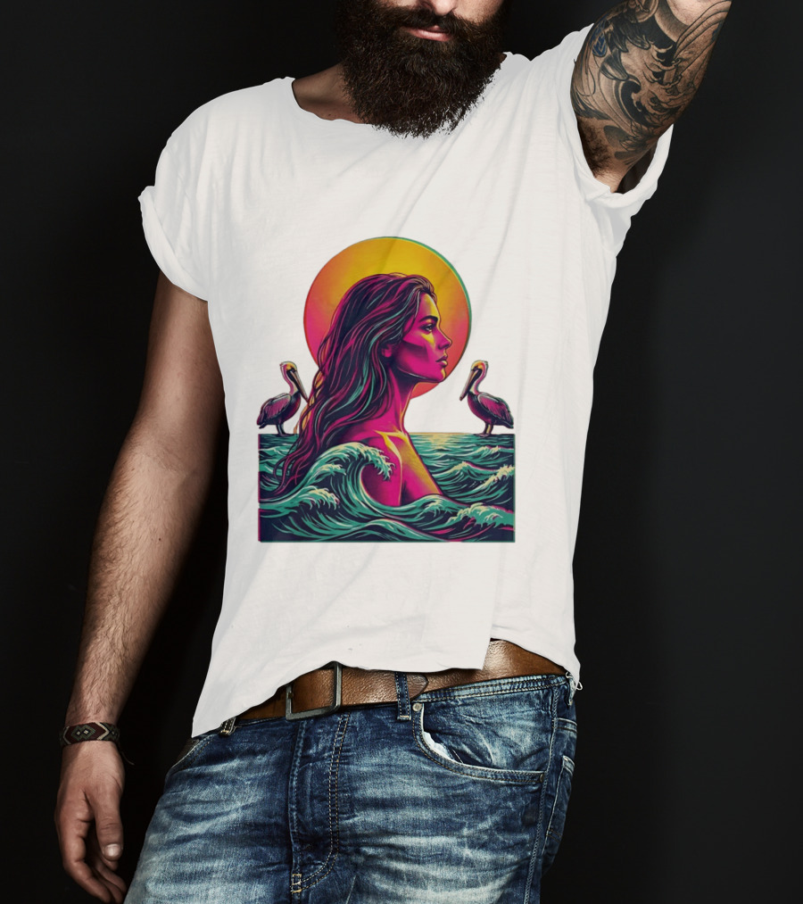Gulf Coast Sunset Pelican Waves Woman T-Shirt