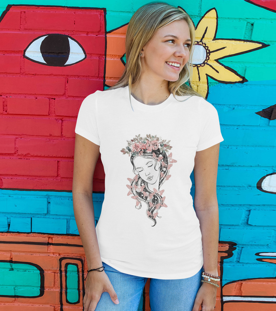Heavyweight Floral Butterfly Hair T-Shirt