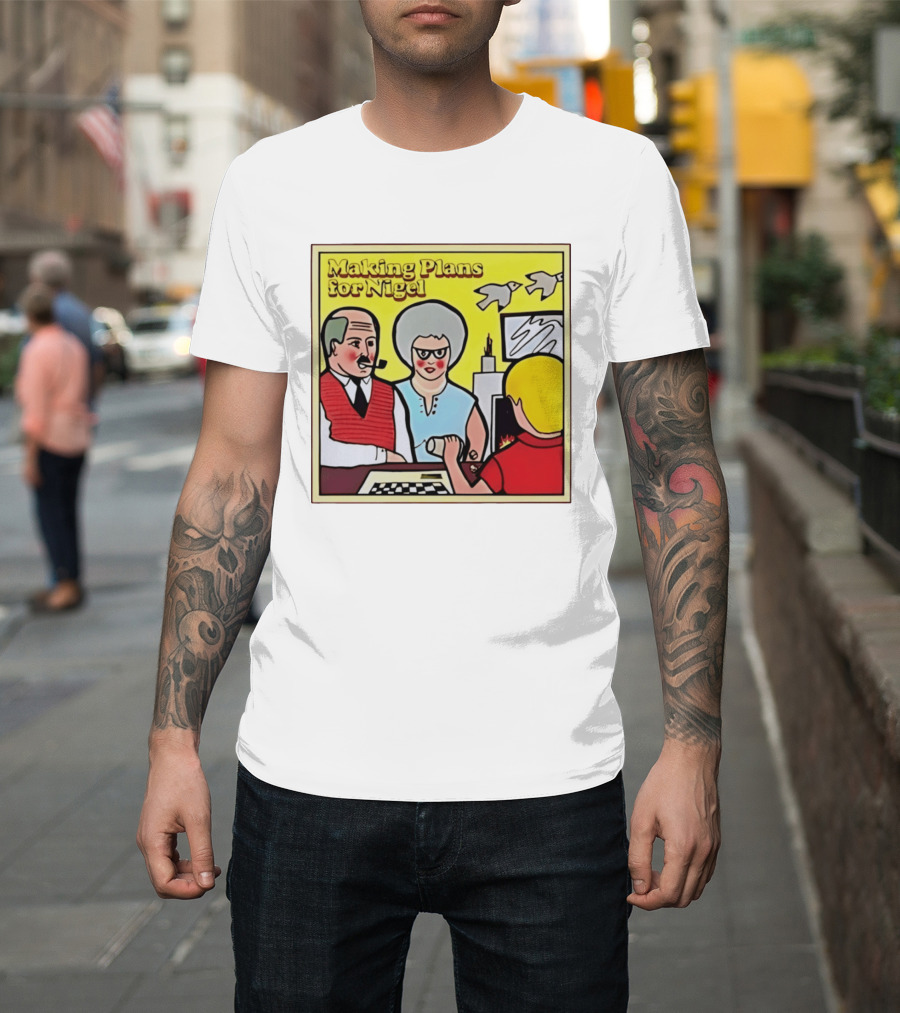 Making Plans For Nigel XTC New Wave English Rock Scene Yellow Background Birds Family T-Shirt