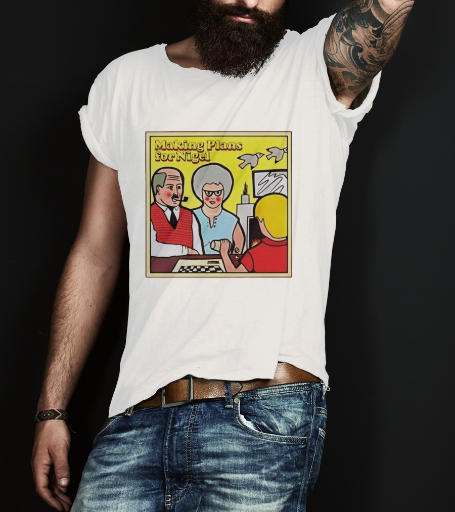 Making Plans For Nigel XTC New Wave English Rock Scene Yellow Background Birds Family T-Shirt