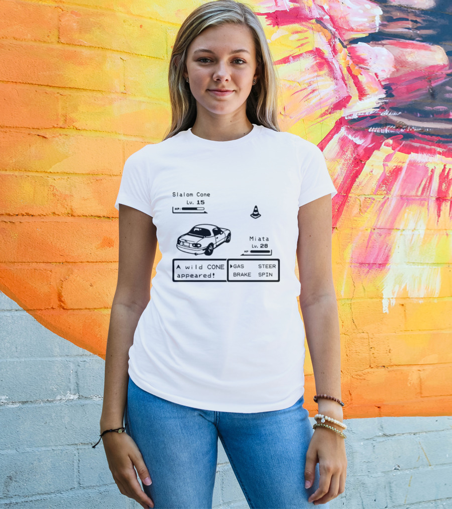 Miata Mazda NA A Wild Cone Appeared Pokemon Slalom Cone Gas Steer Brake Spin T-Shirt