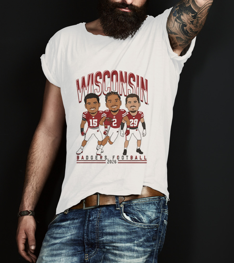 Wisconsin Badgers Football 2026 Players Caricature Team Spirit T-Shirt