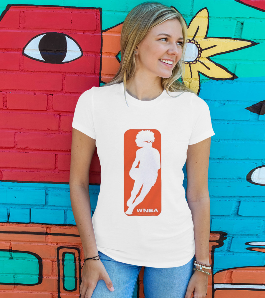 WNBA Maplewedgie Basketball Player White Silhouette On Orange T-Shirt