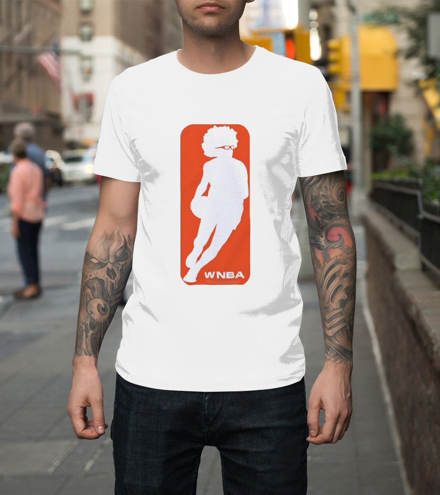 WNBA Maplewedgie Basketball Player White Silhouette On Orange T-Shirt