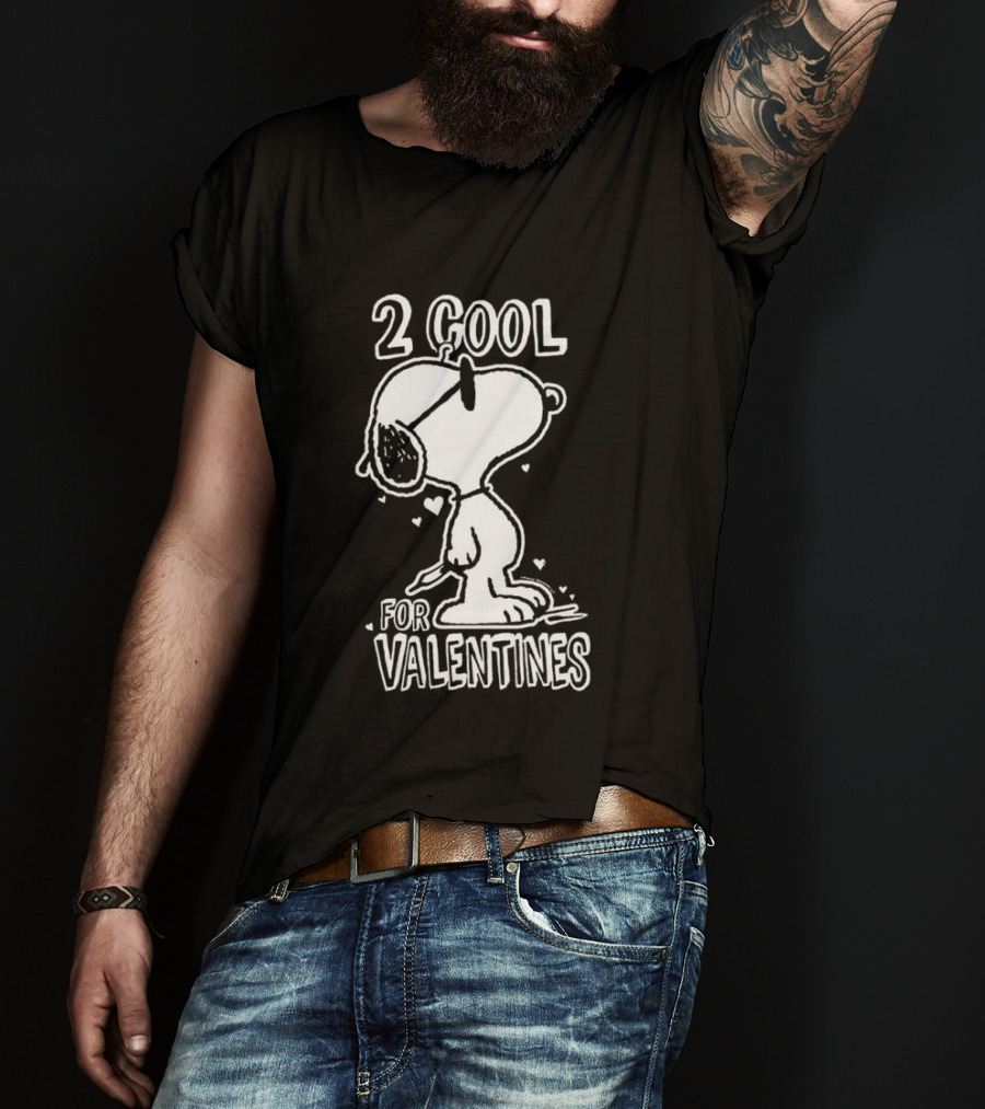 2 Cool For Valentines Peanuts Snoopy T-Shirt