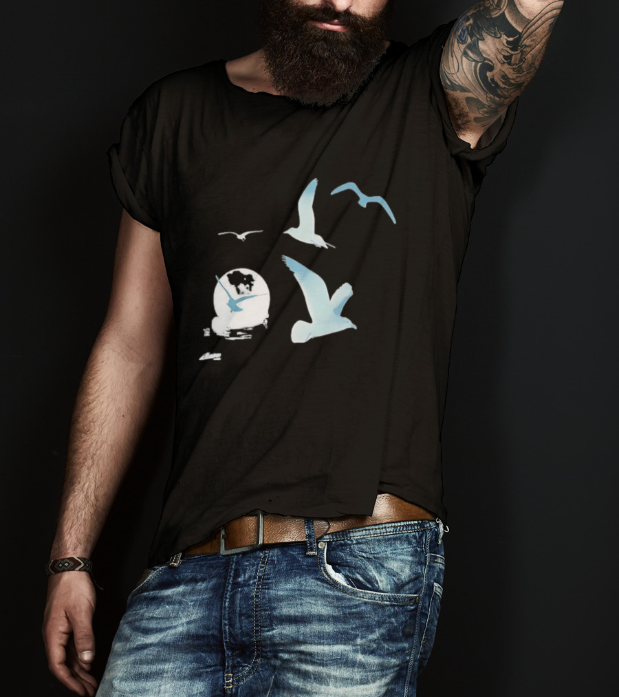 1989 Seagull Boxy Flock In Flight Retro Aesthetic T-Shirt