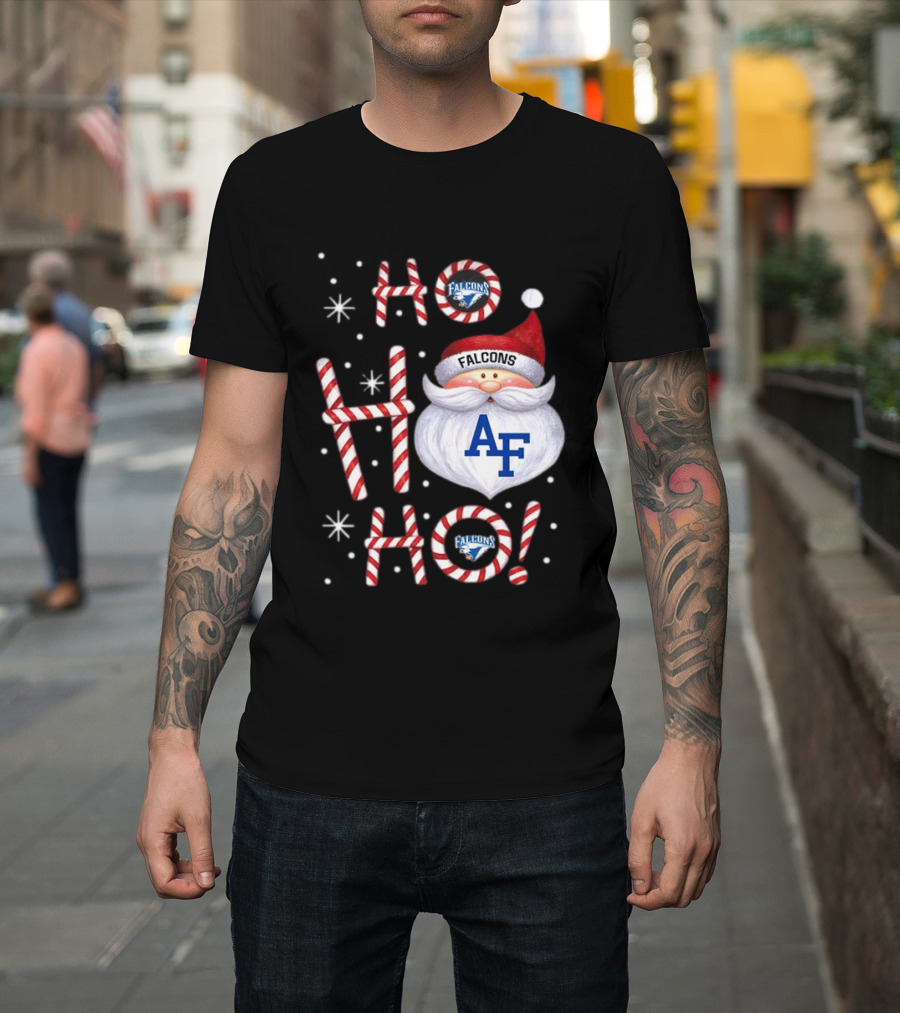 Air Force Falcons Christmas Santa Ho Ho Ho Peppermint Letters T-Shirt