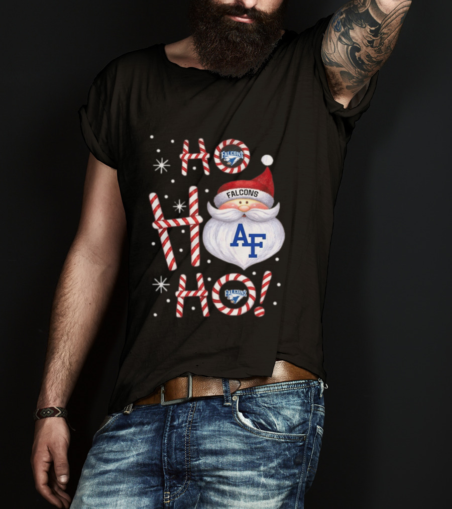 Air Force Falcons Christmas Santa Ho Ho Ho Peppermint Letters T-Shirt