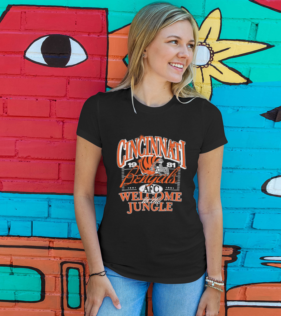 Cincinnati Bengals 1981 Welcome To The Jungle AFC Helmet T-Shirt