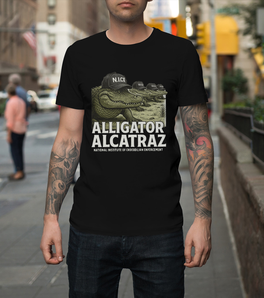 Alligator Alcatraz N.I.C.E. National Institute Of Crocodilian Enforcement T-Shirt