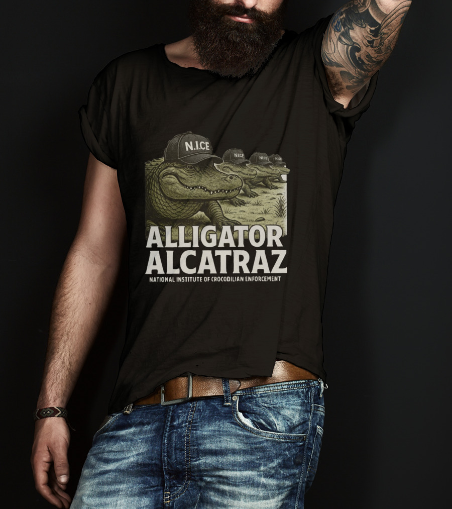 Alligator Alcatraz N.I.C.E. National Institute Of Crocodilian Enforcement T-Shirt