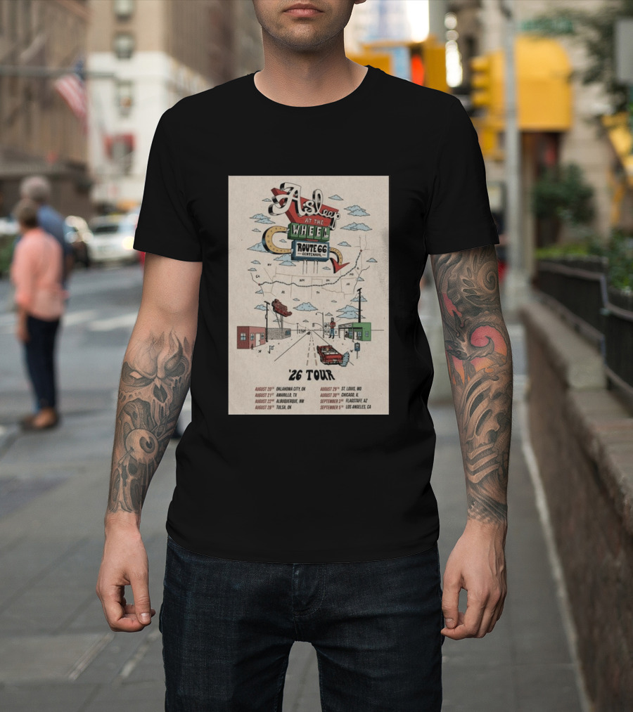 Asleep At The Wheel Route 66 Centennial 2026 Tour Oklahoma City Amarillo Albuquerque Tulsa St. Louis Chicago Flagstaff Los Angeles T-Shirt