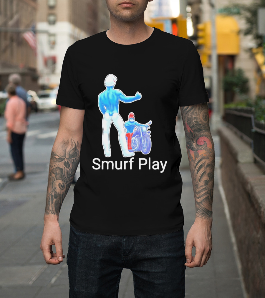 Smurf Play Gay LGBT Biker T-Shirt