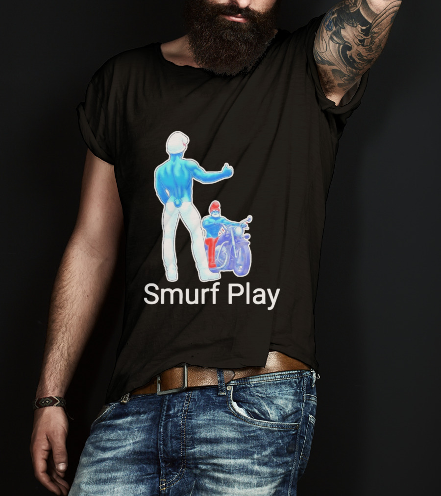 Smurf Play Gay LGBT Biker T-Shirt