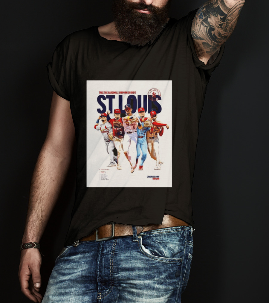 Take The Cardinals Uniform Survey St Louis Historic Baseball Players T-Shirt