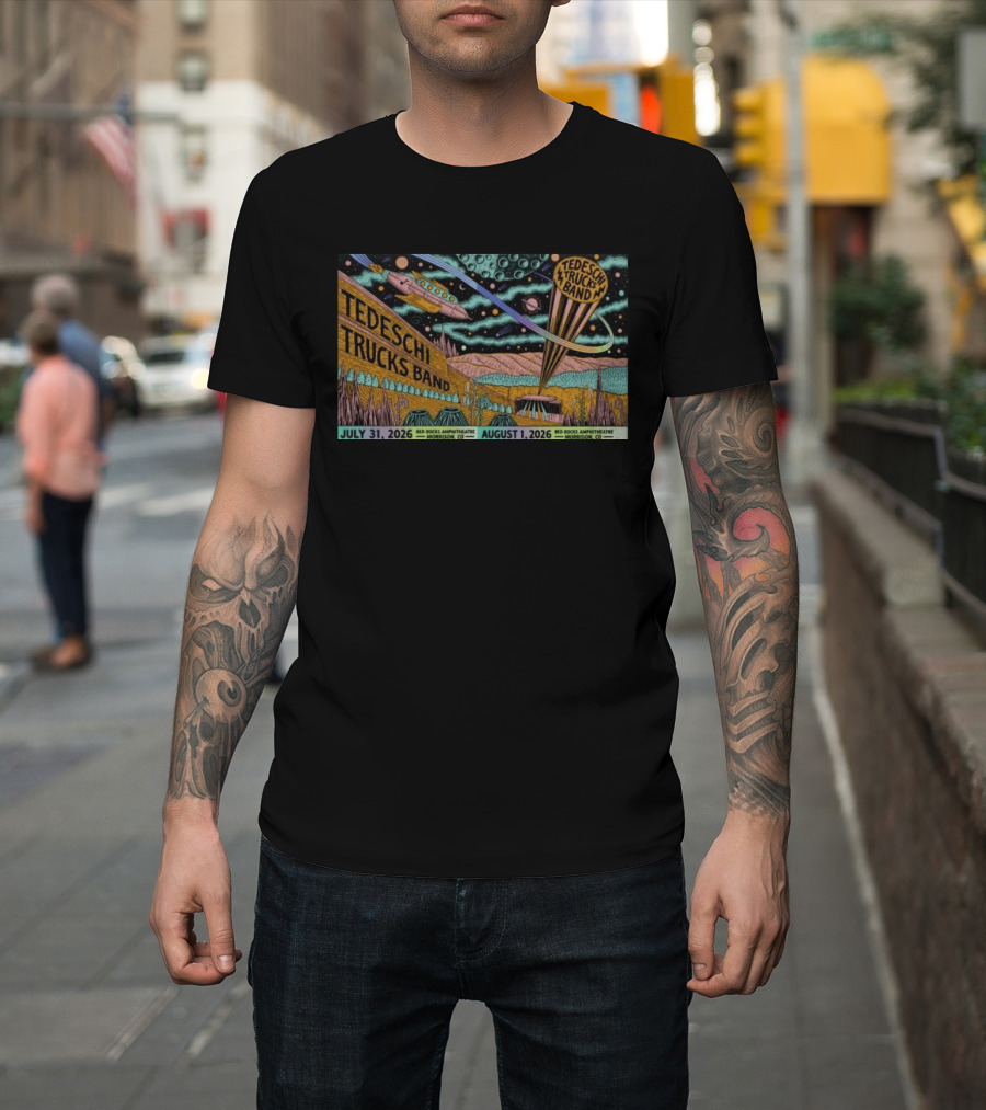 Tedeschi Trucks Band Concert July 31 August 1 2026 Red Rocks Amphitheatre Morrison CO Retro Sci Fi Space T-Shirt