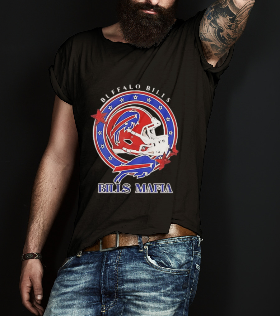 Buffalo Bills Bills Mafia Football Helmet Stars Oval T-Shirt