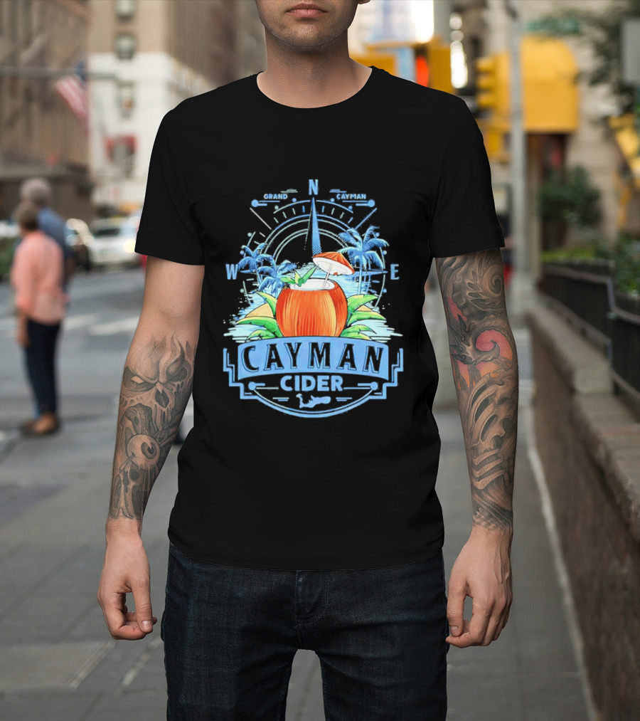 Cayman Cider Tropical Compass Palm Trees Beverage T-Shirt
