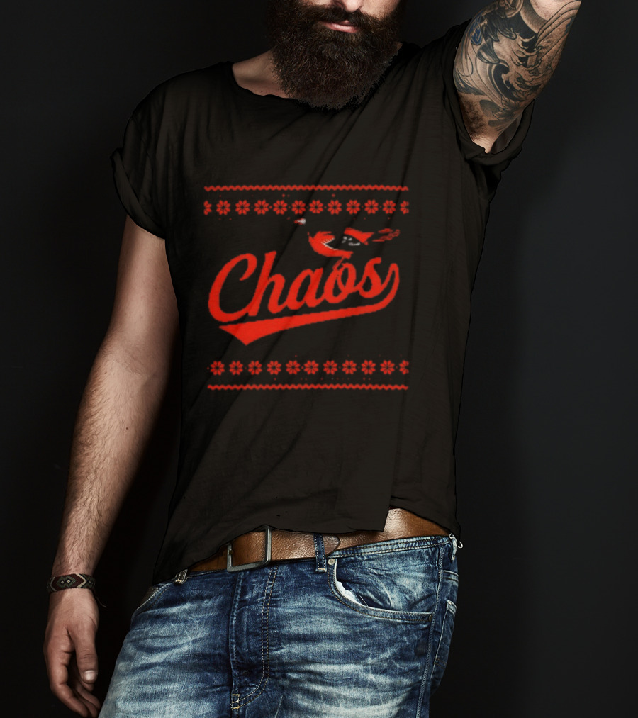 Chaos In Baltimore Orioles Ugly Christmas Sweater T-Shirt