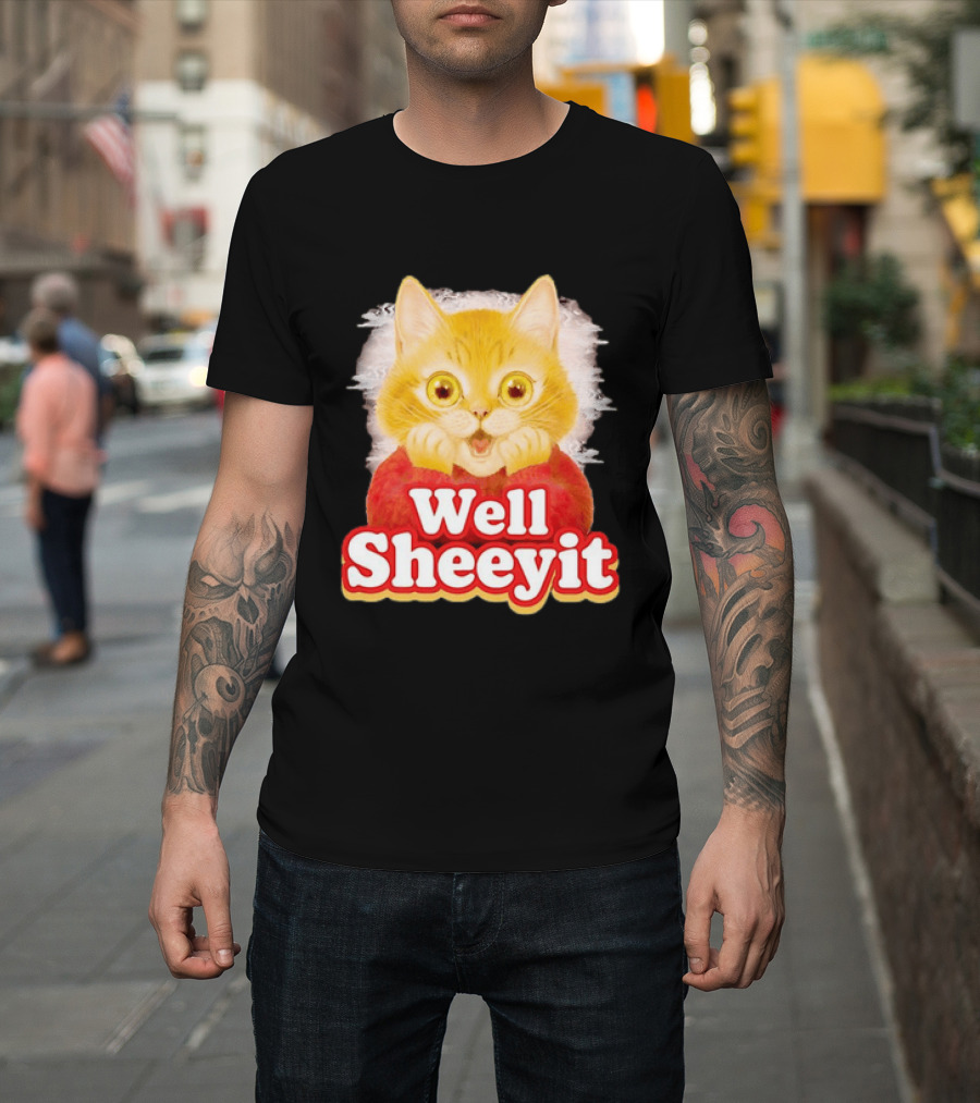 Well Sheeyit Surprised Orange Cat Humor T-Shirt