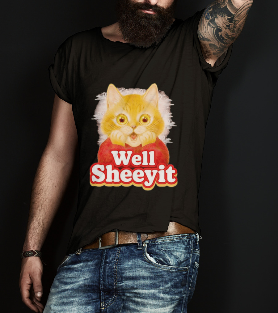 Well Sheeyit Surprised Orange Cat Humor T-Shirt