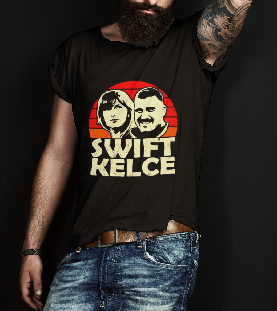 Kansas City Chiefs Swift Kelce Red Sunset T-Shirt