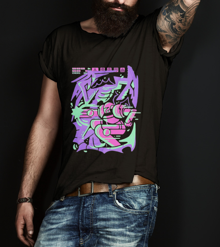 Metroid Space Pirate Skirmish Neon Glitch T-Shirt