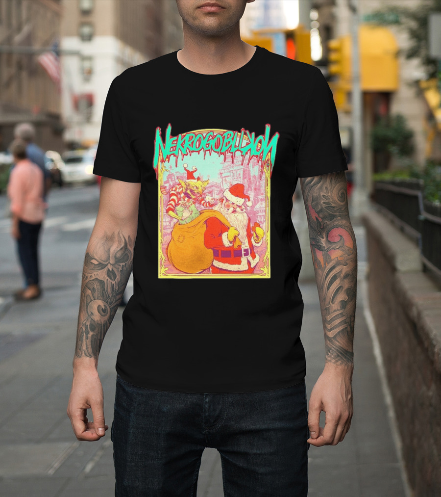 Santa Claus Nekrogoblikon Christmas Goblin Scene T-Shirt