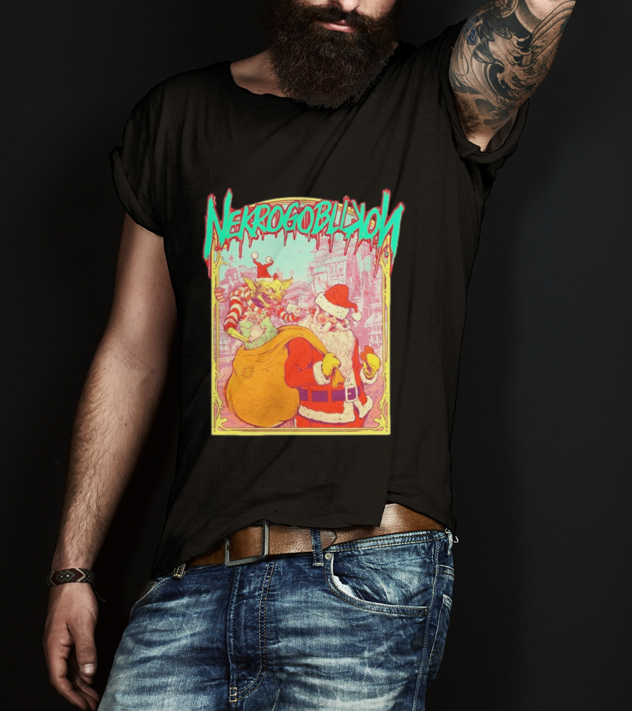 Santa Claus Nekrogoblikon Christmas Goblin Scene T-Shirt