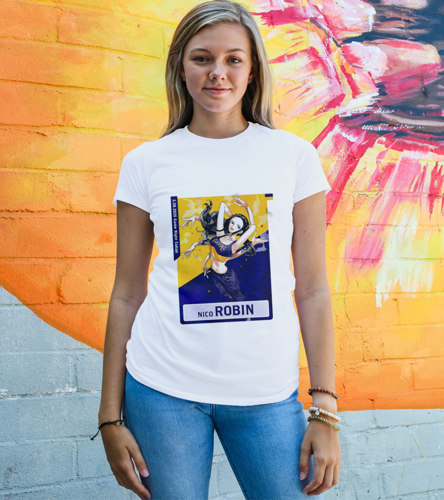2025 Game Night Collab One Piece X Los Angeles Lakers Nico Robin T-Shirt