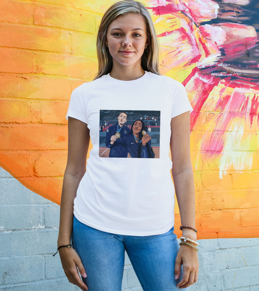 A'Ja Wilson Breanna Stewart Gold Medal Celebration WNBA T-Shirt