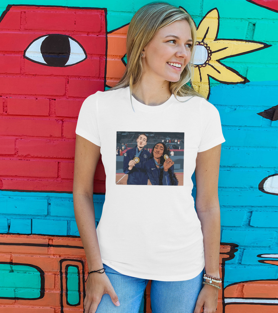A'Ja Wilson Breanna Stewart Gold Medal Celebration WNBA T-Shirt