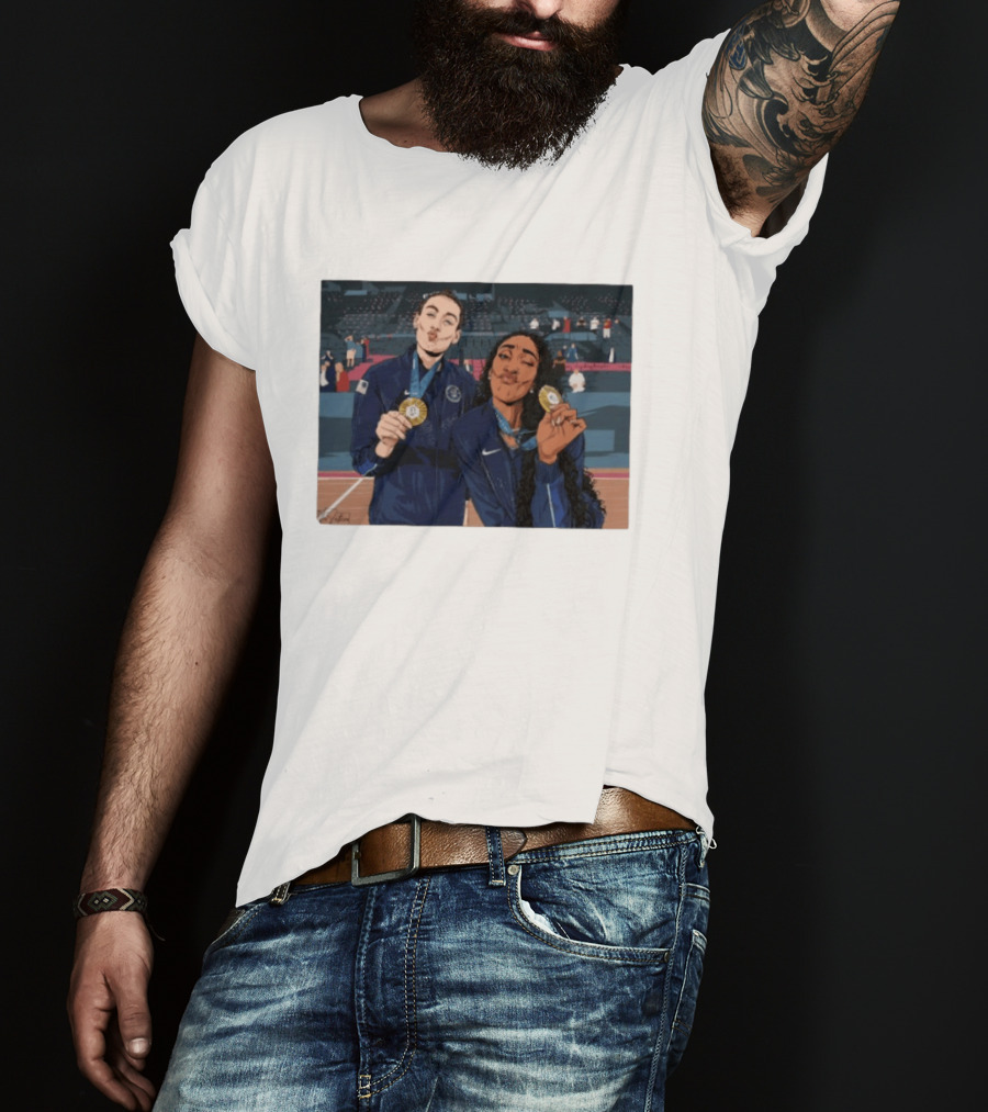 A'Ja Wilson Breanna Stewart Gold Medal Celebration WNBA T-Shirt