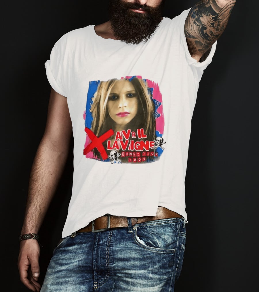 Avril Lavigne Bonez Tour 2004 Skull And Crossbones T-Shirt