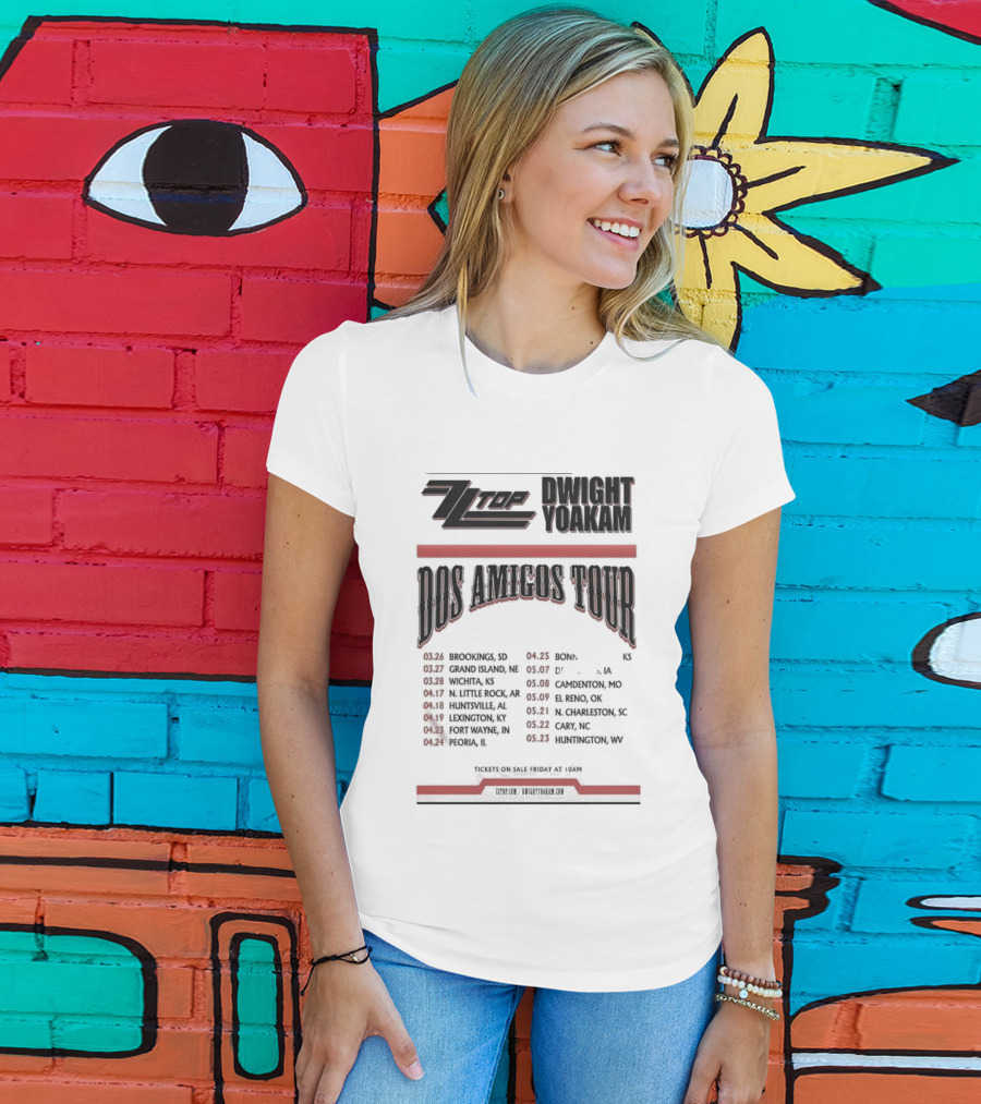 ZZ Top Dwight Yoakam Dos Amigos Tour 2026 Dates And Locations T-Shirt