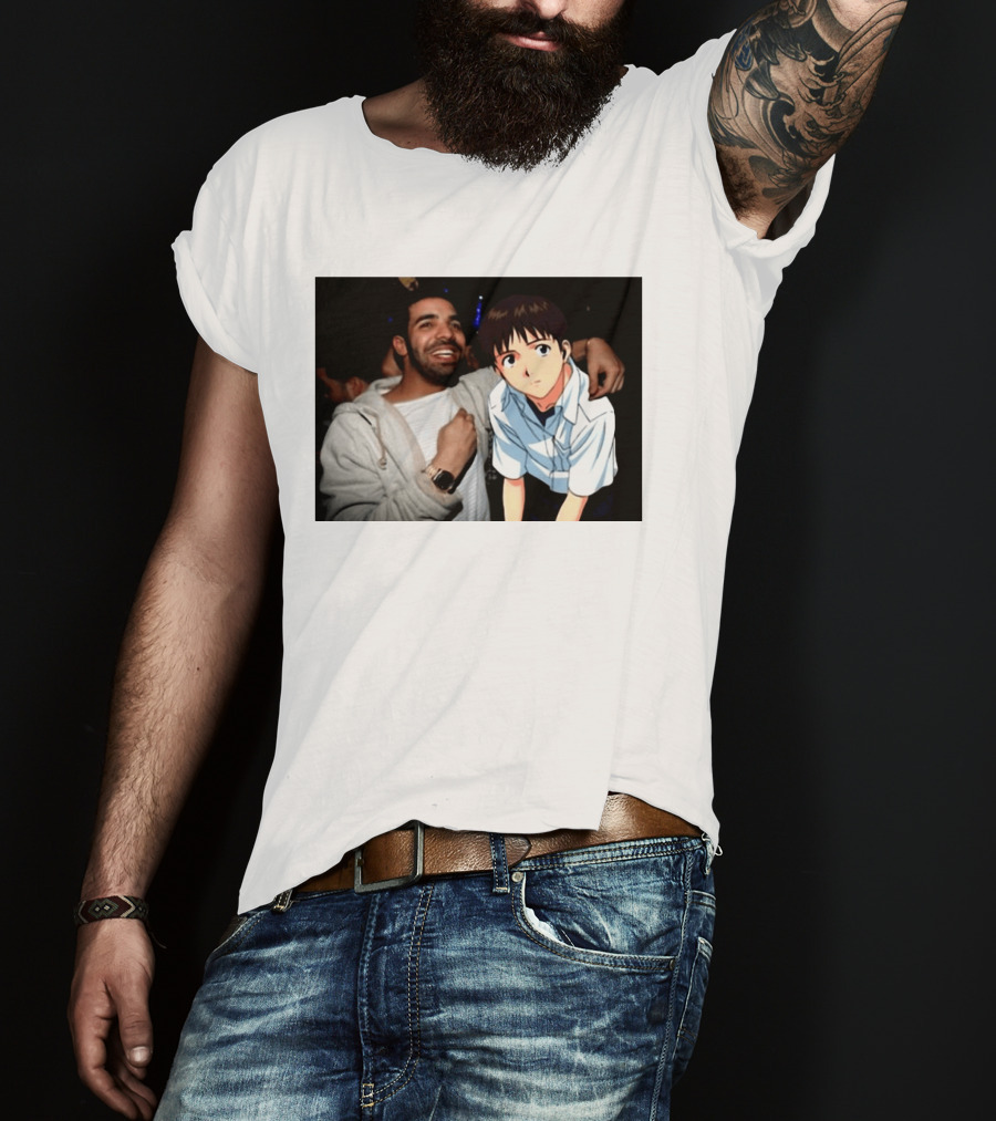 Drake With Shinji Ikari From Evangelion Anime T-Shirt