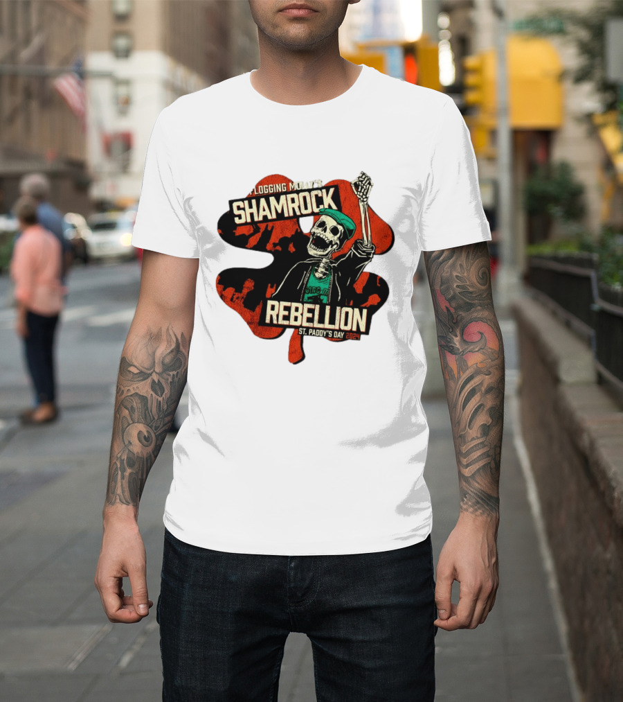 Flogging Molly Shamrock Rebellion St. Paddy's Day 2024 Skeleton T-Shirt