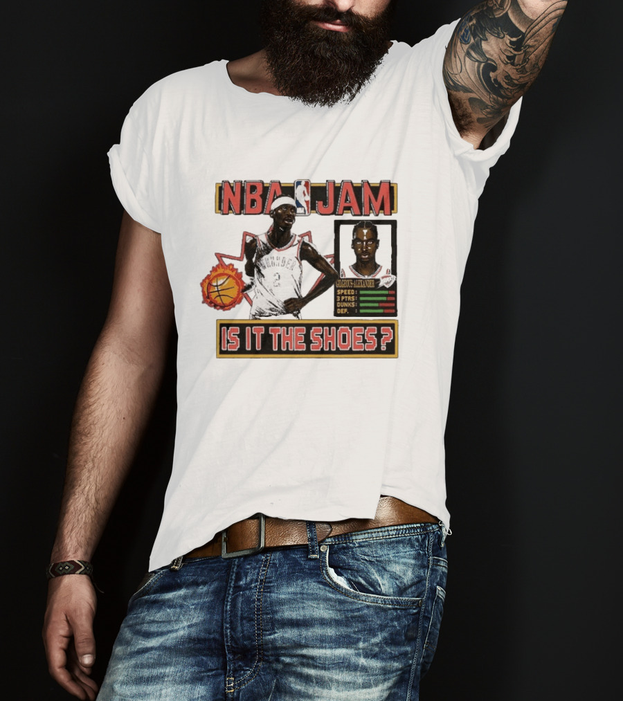 Shai Gilgeous Alexander Oklahoma City Thunder NBA Jam Is It The Shoes Homage Tri Blend T-Shirt