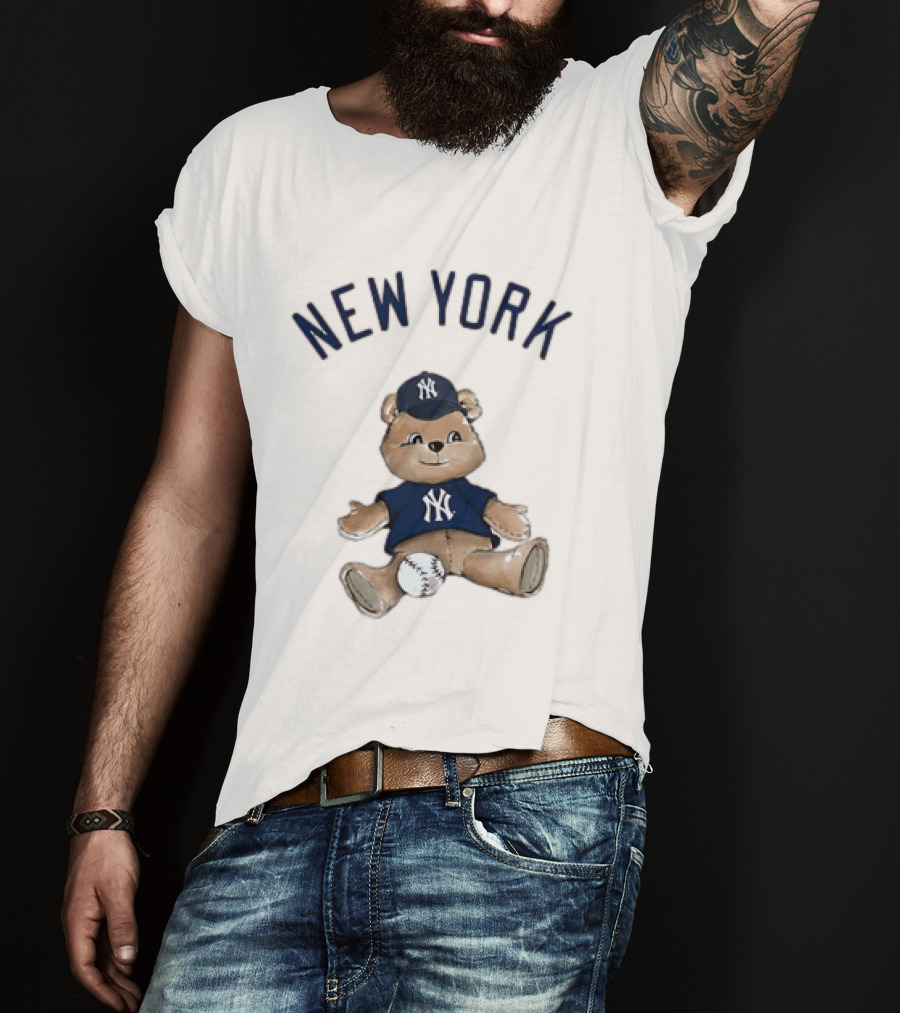 New York Yankees Teddy Bear With Baseball Cap And Baseball Youth T-Shirt