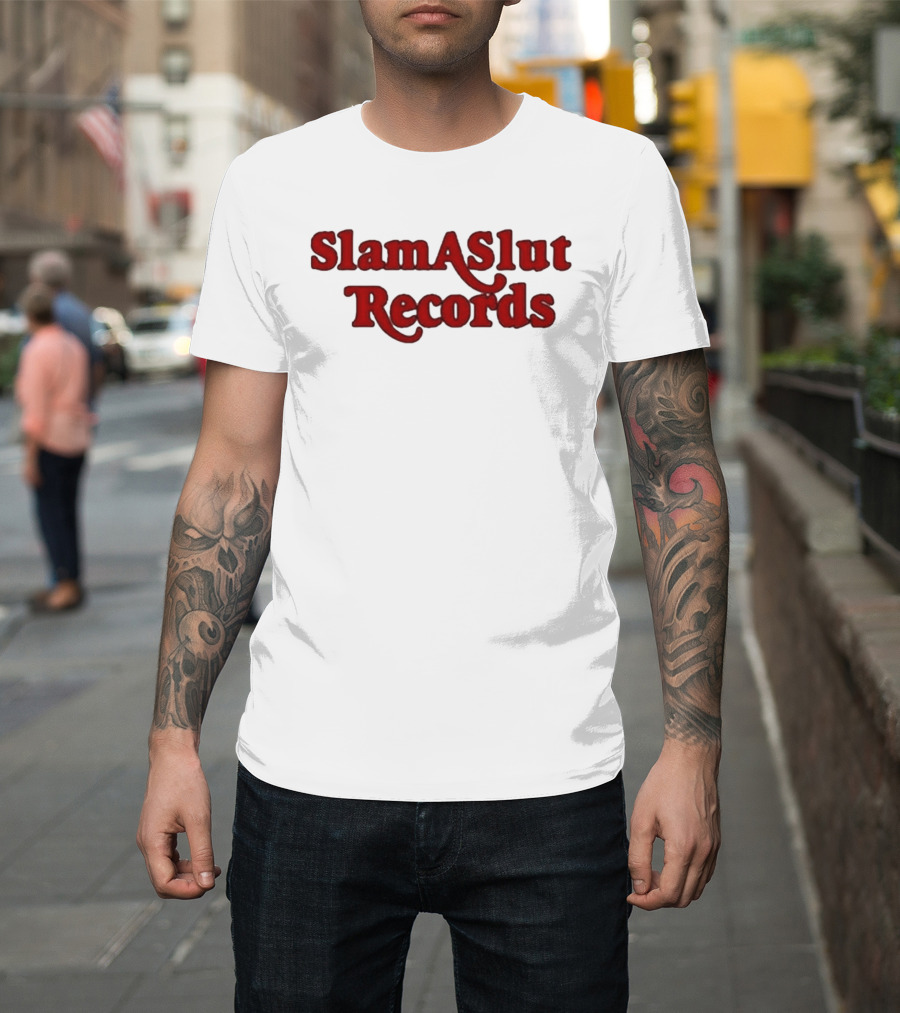 SlamASlut Records Vintage Inspired Music Label T-Shirt